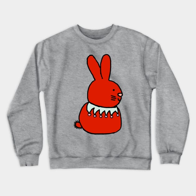 Red Bunny Rabbit Crewneck Sweatshirt by ellenhenryart